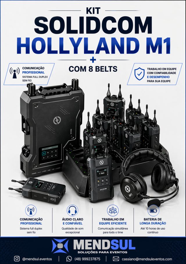 Cartaz do Kit Solidcom Hollyland M1 com 8 belts