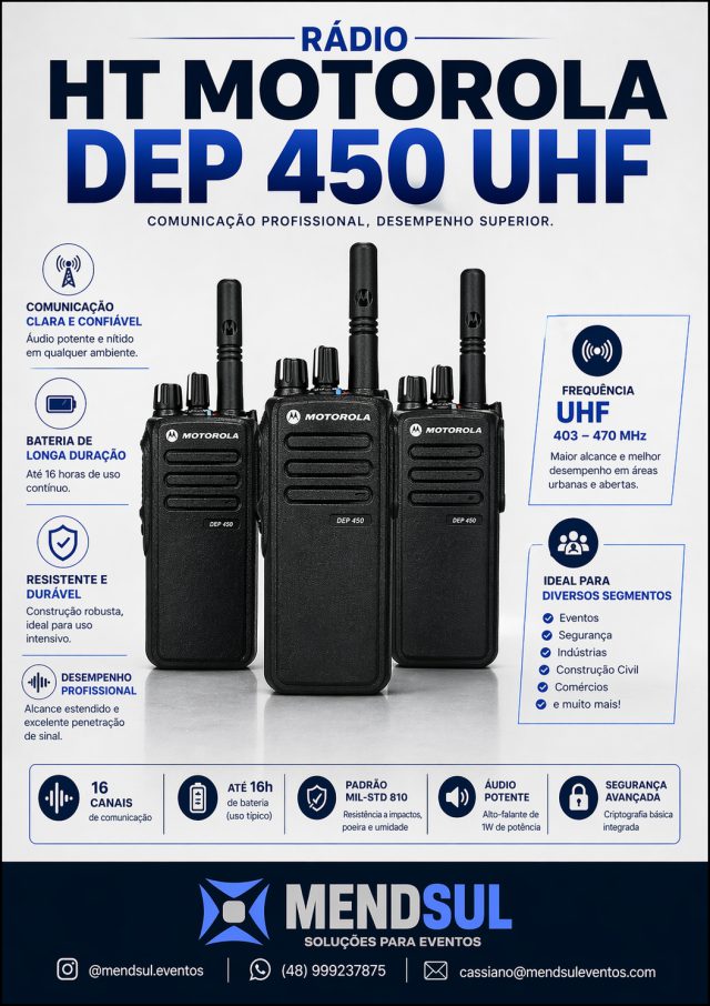 Cartaz do rádio HT Motorola DEP 450 UHF